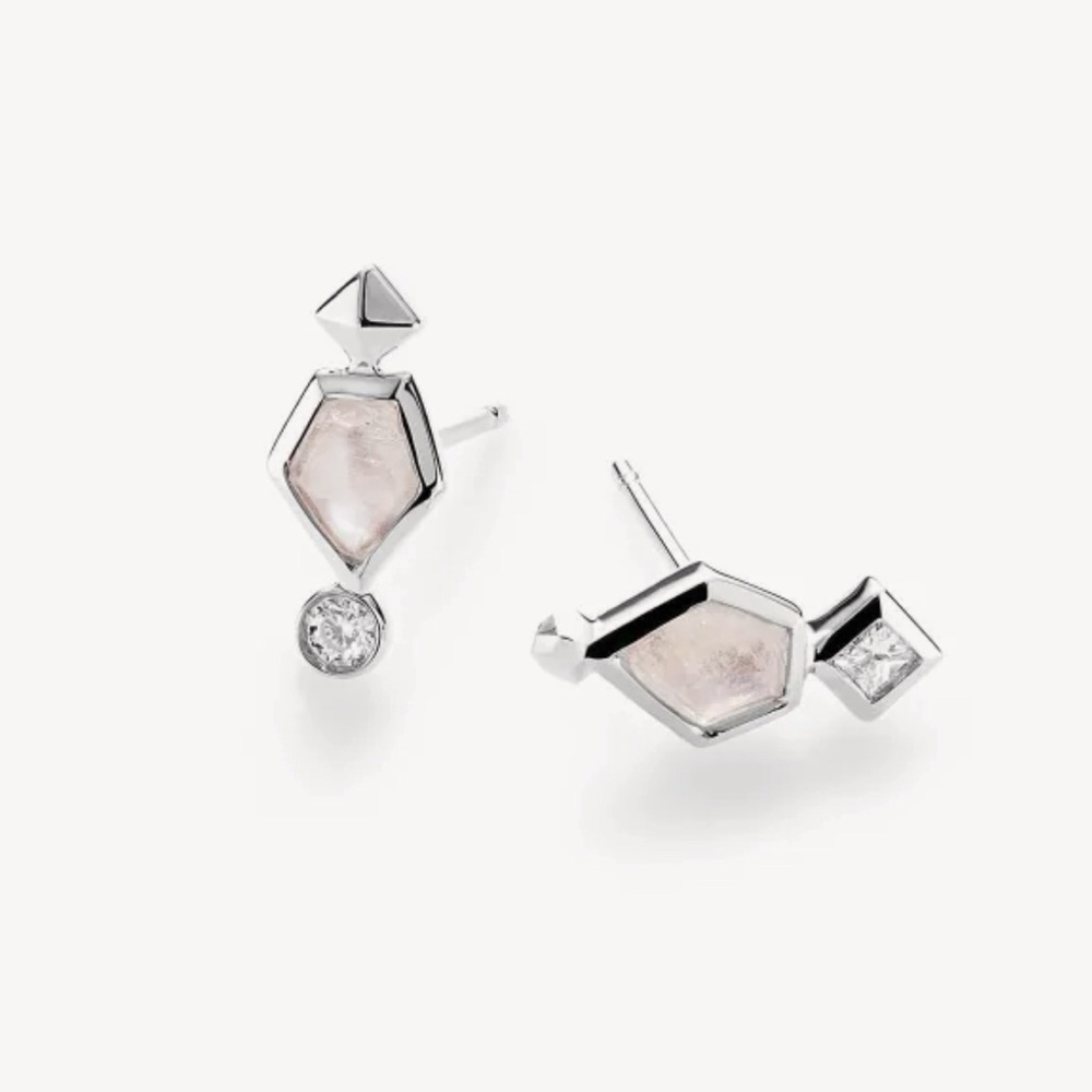 NWOT Kendra Scott Bonnie White Gold Moonstone Diamond Earrings